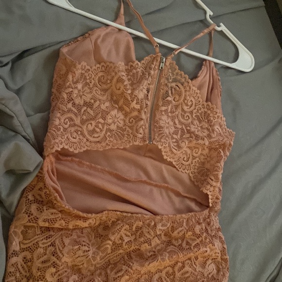 Peachy pink midi dress racer zipp back - Picture 2 of 4